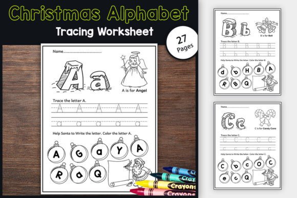 Festive Christmas Letter Tracing Worksheets