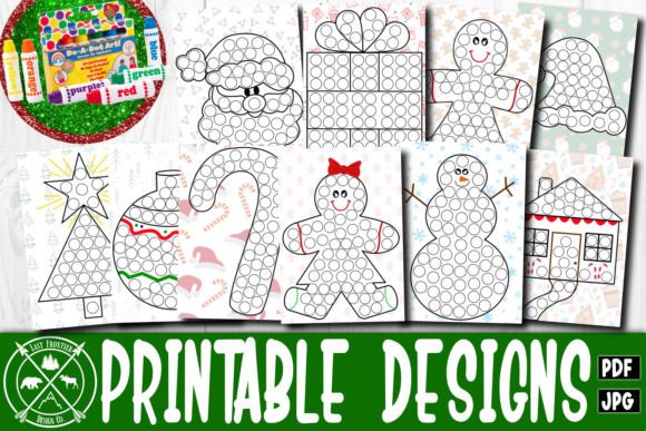 Festive Dot Art Printables