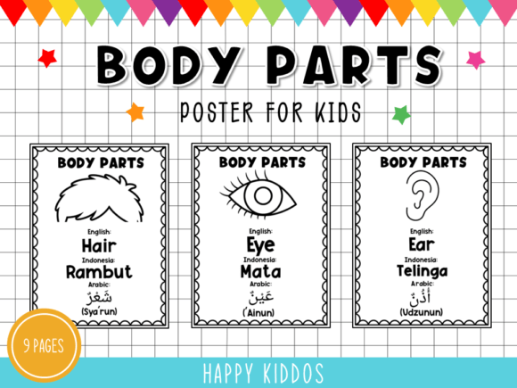 Colorful Body Parts Poster