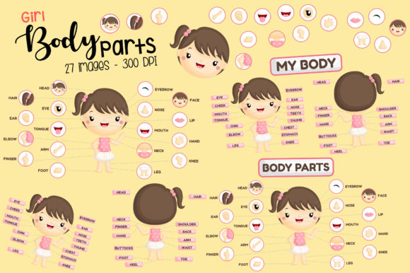Digital Girl Body Parts Clipart Set
