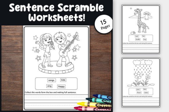 Kindergarten Sentence Scramble Worksheets