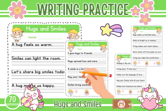 February Smiles & Hugs Writing Worksheet
