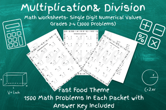 Fast Food-Themed Math Fact Worksheets