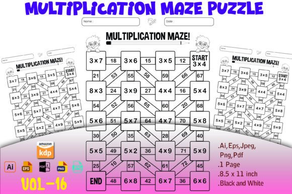 Multiplication Maze Puzzle Workbook