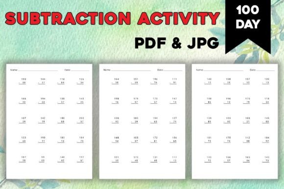 100 Day Math Subtraction Workbook