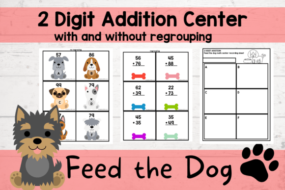 Dog-Themed 2 Digit Addition Center
