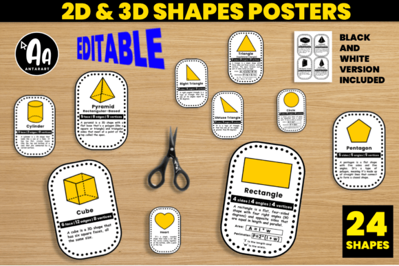 Editable 2D and 3D Geometry Shape Posters