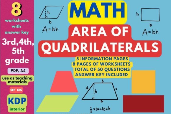 Quadrilateral Area Calculation Worksheets