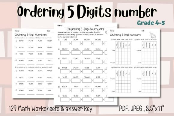 Ordering 5-Digit Numbers Worksheet