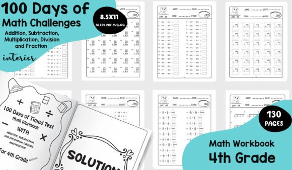 130-Page Math Challenge Workbook