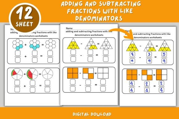 Fractions Practice: Add & Subtract with Like Denominators