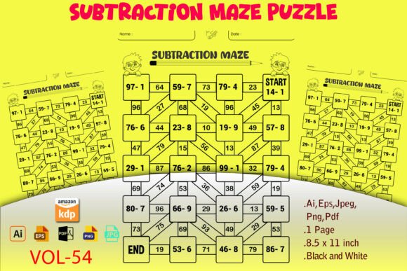 Fun Subtraction Maze Worksheets
