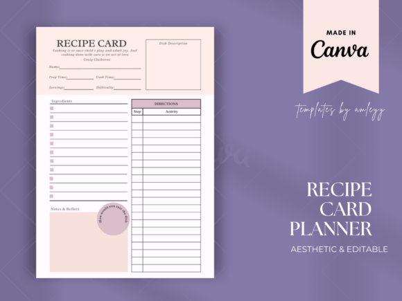 Customizable Recipe Card Planner