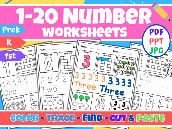 Engaging 1-20 Number Mastery Worksheets