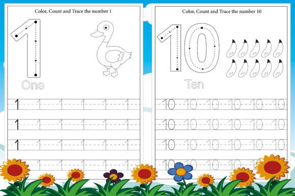 Printable Number Tracing and Coloring Worksheet