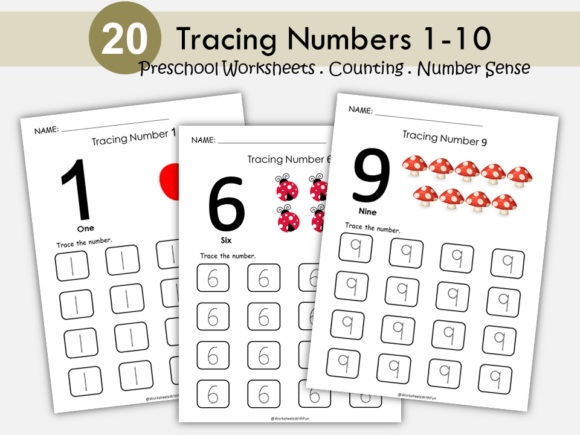 Printable Number Tracing Worksheets 1-10