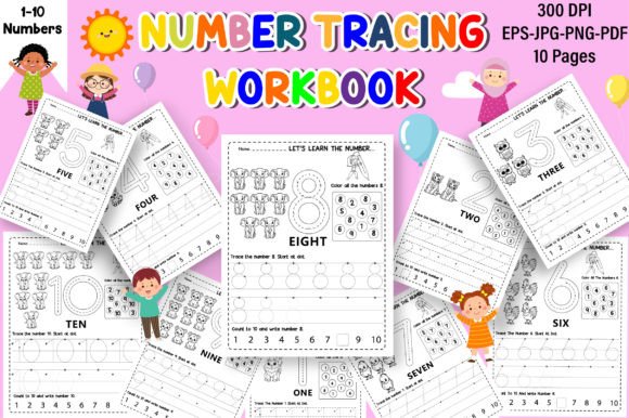 Fun Tracing Worksheets for Numbers 1-10