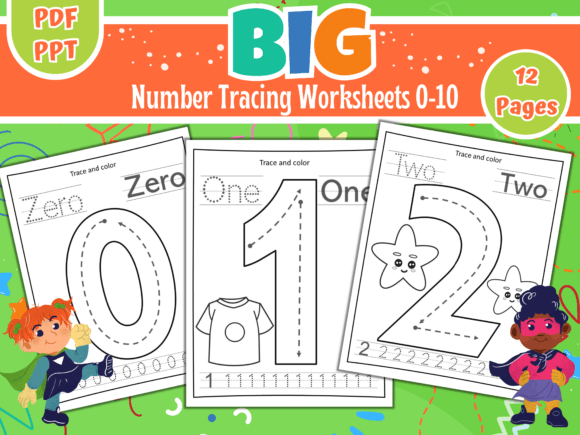 Big Number Tracing Worksheets