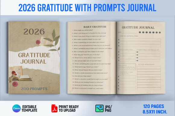2026 Gratitude Journal with Daily Prompts