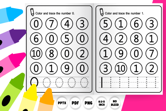 Numbers 0-10 Tracing and Coloring Workbook