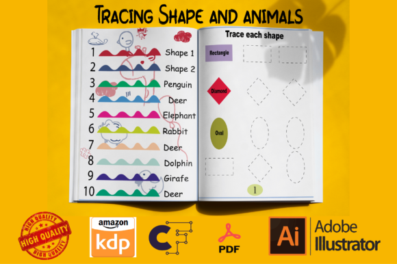 Interactive Shape and Animal Tracing Workbook