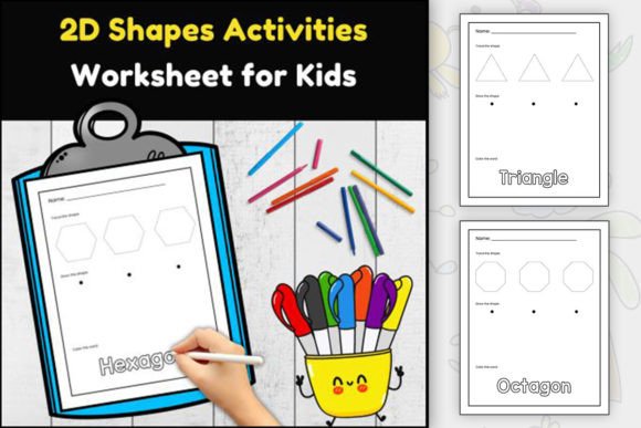 Fun 2D Shapes Tracing and Coloring Worksheet