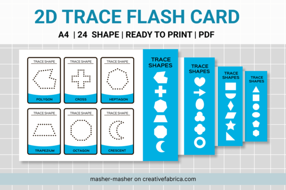 2D Shape Flashcards for Tracing and Learning