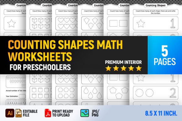 Whimsical Counting Shapes Worksheets