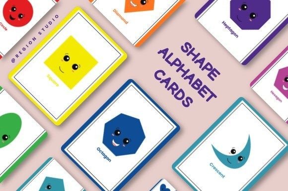 Colorful Educational Shapes Flash Cards