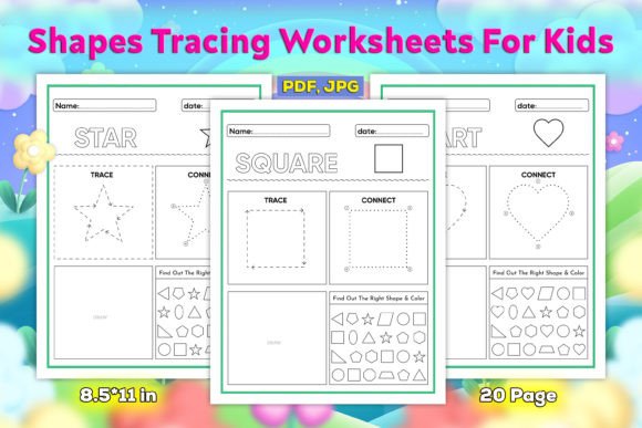 Kid's Shape Tracing Worksheets