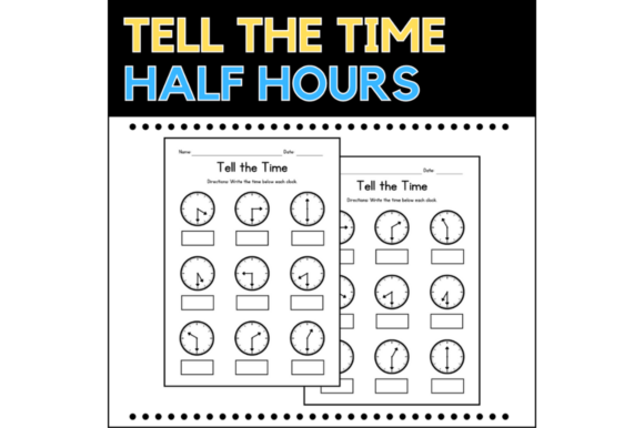 Half-Hour Clock Worksheets