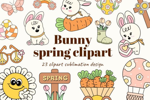 Easter Bunny Retro Clipart Collection