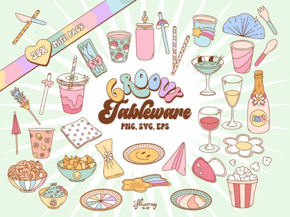Retro Tableware Clipart Collection