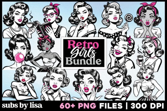 Retro Pin-Up Girl Clipart Collection