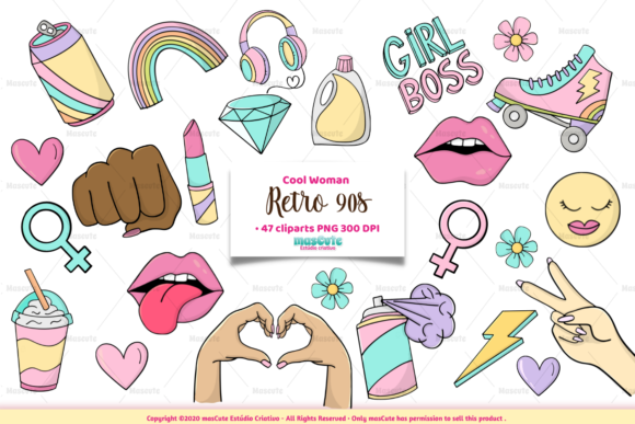 Retro 90s Style Clipart Collection