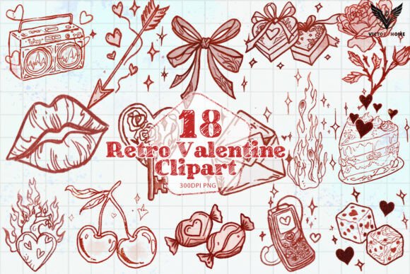 Charming Retro Valentine Clipart