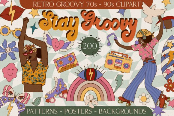 Retro Groovy Nostalgia Graphics Collection