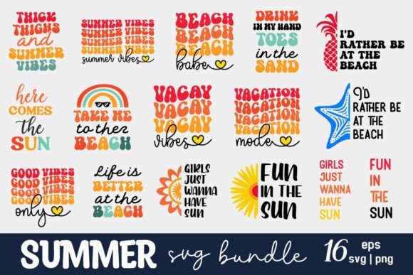 Retro Groovy Summer Sayings Svg Bundle