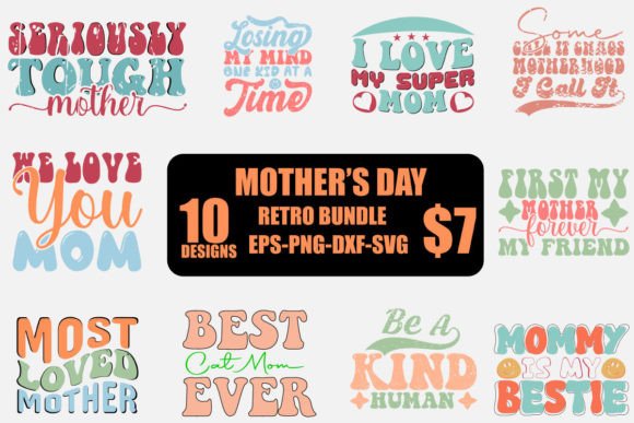 Mother's Day Retro Graphics Set