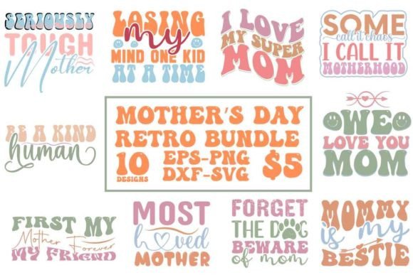 Digital Mother's Day Retro Design Pack