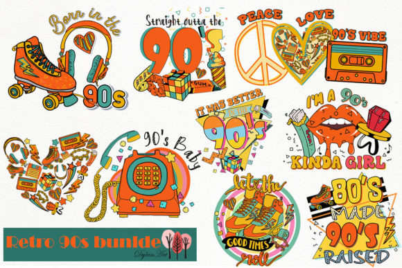 90s Retro Sublimation PNG File Set