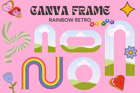 Colorful Retro Canva Frame Pack
