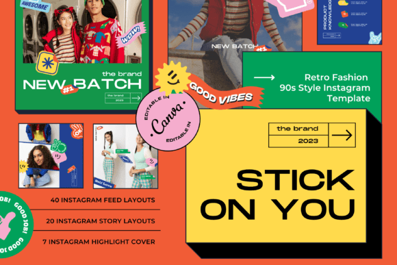 Vibrant 90s Instagram Design Kit