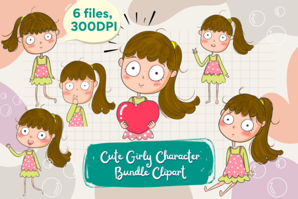 Cute Girly Character Clipart Collection