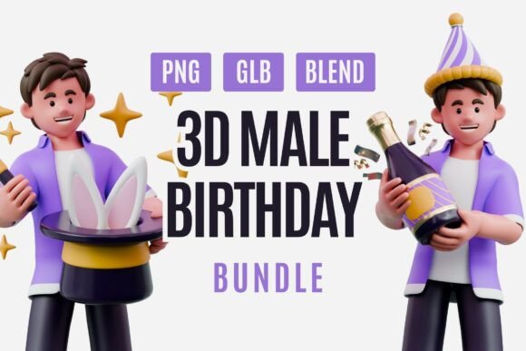 3D Male Birthday Party Characters