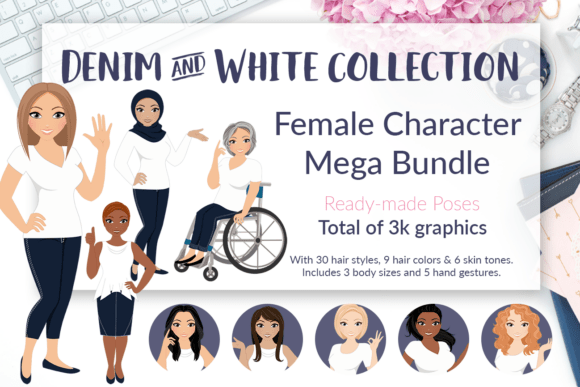 Diverse Female Character Clipart Collection