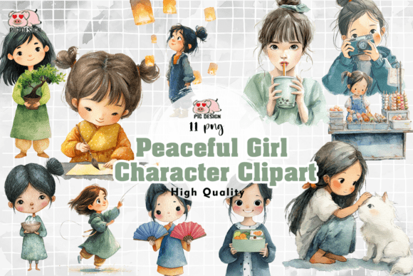 Peaceful Girl Character PNG Clipart