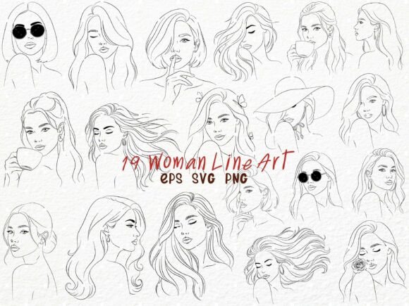 Minimalist Female Line Art Portrait Collection