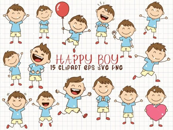 Joyful Boys Clipart Set