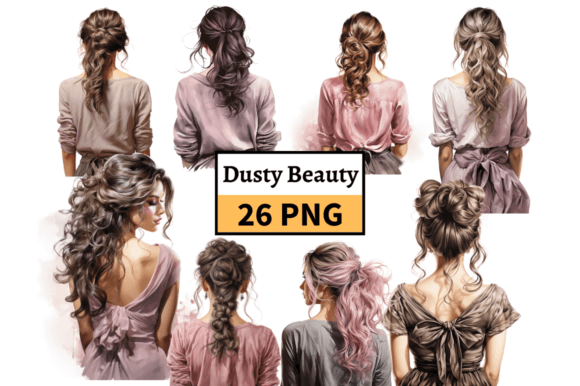 Dusty Pink Elegant Girl Clipart